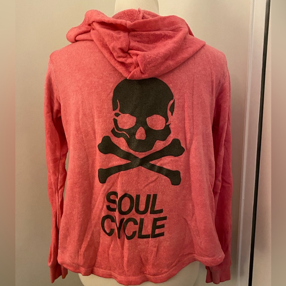 SOULCYCLE Pink & Black Skull Logo Sweatshirt - Size XS